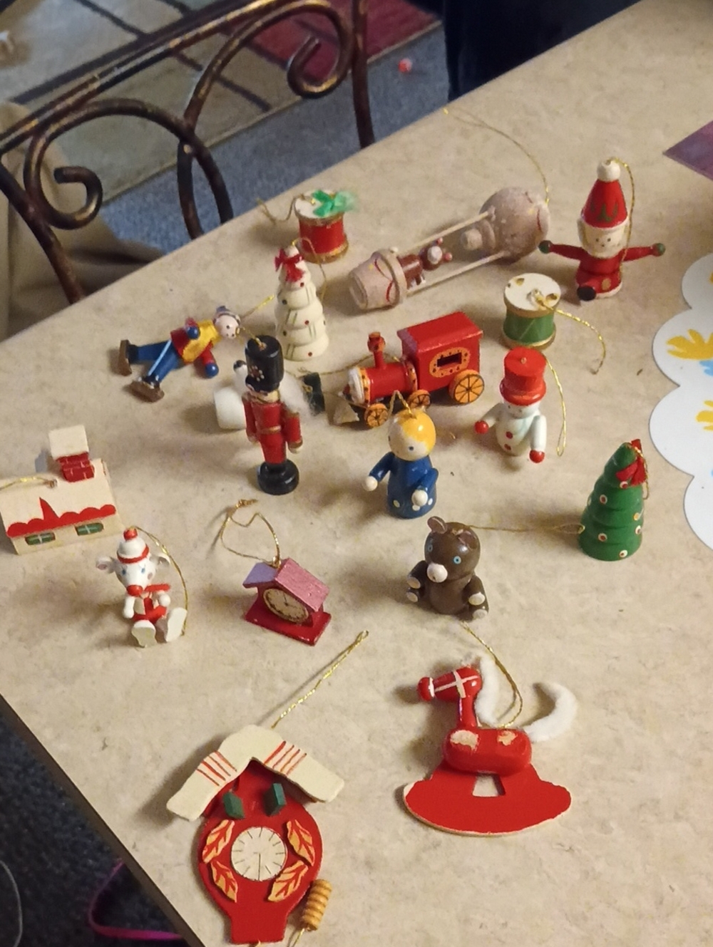 Set Of #18 Vintage Wooden Christmas Ornaments...